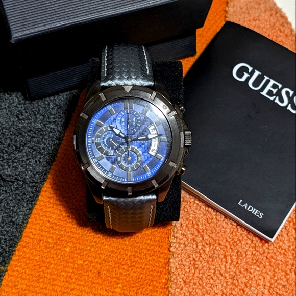 GUESS Chronograph Steel Blue Watch - Picture 1 of 4